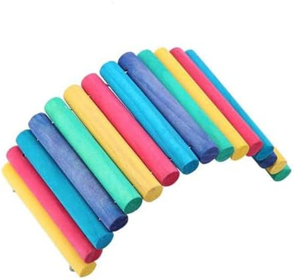 PINVNBY PIVBY 2PCS Wooden Hamster Bridge, Flexible Natural Wooden Ladder Bridge Tunnel Hideout, Hamster cage Accessories for Small Animals Guinea Pig, Rat, Chinchilla, Gerbil, Mice, Mouse (Colorful)