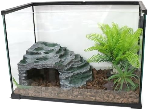 Large Reptile Hide Shale Scape Step Ledge, Reptile Cave Hideout, Bearded Dragons Accessories, Basking Rocks for Bearded Dragons (Large-B-11.8 * 9.8 * 5.3)