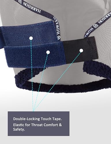 Harrison Howard All Round Mesh Horse Fly Mask UV Protective with Fleece Padded Edging Grey XL