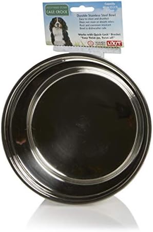 Lixit® Stainless Steel Kennel Food or Water Bowl - Non Spill Hanging Removable Crate Bowls - Carrier Cage Dish for Dogs or Cats for Feeding and Drinking (Stainless Steel, 40 Ounce)