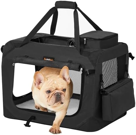 Feandrea Collapsible Soft Dog Crate, Portable Travel Carrier, 24 Inches