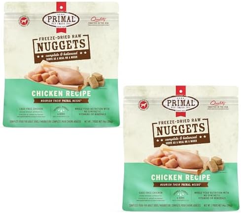 Primal Freeze Dried Raw Dog Food Nuggets, Chicken, 14 oz (2 Pack)