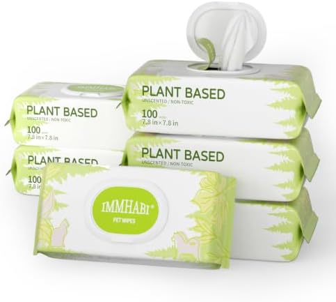 IMMHABI 600 Count Dog Wipes, Unscented Plant-Based Hypoallergenic Pet Wipes for Paws, Butt, and Anal Gland Care, Cleansing & Deodorizing for Puppies and Cats