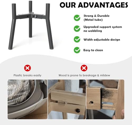 SHAINFUN 2Pack Raised Dog Bowl Stand for Large Dogs, Adjustable Width 7 to 10.6", Elevated Tall Food Water Stand (Bowl Not Included)