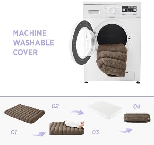 LE SURE Cute Orthopedic Dog Bed Large Sized Dog, Waterproof Chic Flat Pet Beds with Removable Washable Cover, Fuzzy Thick Egg Crate Foam Pet Mat for Indoor Use (36" x 27", Brown)