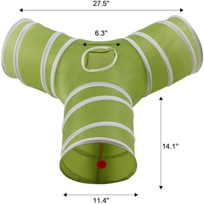 Cat Tunnels for Indoor Cats 3 Way Play Toy Kitty Tunnel Peek Hole Toy with Ball for Cat Tube Fun for Rabbits Kittens and Dogs