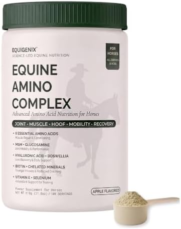 100-Day Supply Horse Joint Supplement Powder - 8 Amino Acids with MSM, Glucosamine & Vitamin E for Muscle, Hoof, Mobility & Recovery - Coat Defense & Weight Gain Supplement, Apple Flavor, 1 Pack