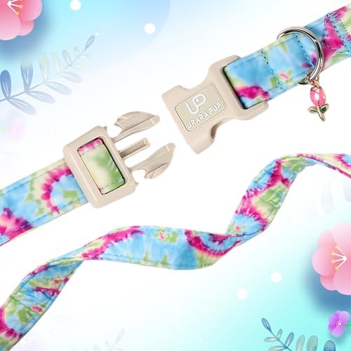 Summer Dog Collar, Personalized Cotton Dog Collar with Quick Release, Summer Tie-dye Collars for Small Medium Large Boys Dogs, Cute Durable Comfortable Pet Collars