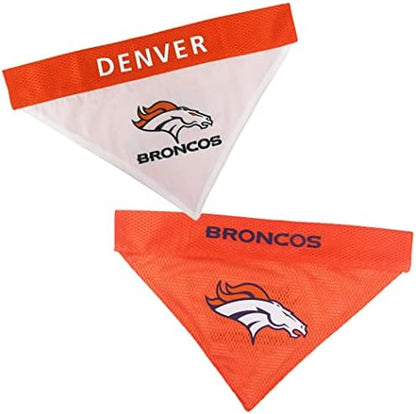 Pets First NFL DOG BANDANA - DENVER BRONCOS REVERSIBLE PET BANDANA. 2 Sided Sports Bandana with a PREMIUM Embroidery TEAM LOGO, Large/X-Large. - 2 Sizes & 32 NFL Teams available