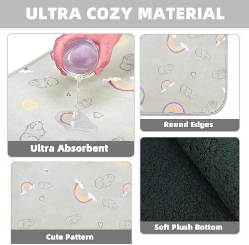 Homimp 2 Pack Guinea Pig Cage Liners,Washable Small Animal Bedding,Waterproof Reusable & Anti Slip Guinea Pig Pee Pad Fast and Super Absorbent Mat for Small Animal Rabbit Bunny Hamster,Grey 16"x24"