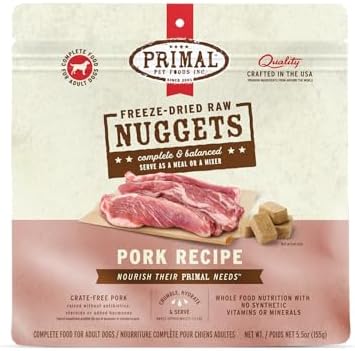 Primal Freeze Dried Raw Dog Food Nuggets, Pork, 5.5 oz