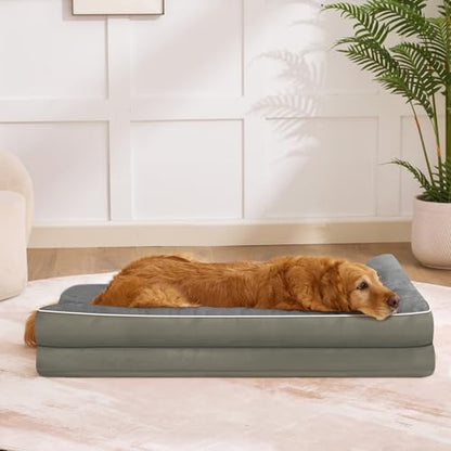 XXL Orthopedic Dog Bed, Extra Large Dogs, 48"x35", Olive Green