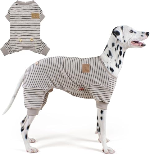 KYEESE Striped Dog Pajamas for Medium Large Dog Stretchy Onesie Daily Wear