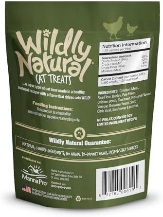 Wildly Natural Crunchy Cat Treats, Protein Cat Treat, Chicken Flavor, 2.5oz