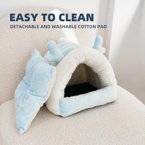 Guinea Pig Hideout, Warm Bed for Guinea Pig,Rabbits, Chinchillas, Guinea Pig Bed, Cozy Small Animal Winter Shelter (Blue, Medium)