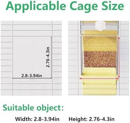 Hamiledyi Automatic Bird Feeder No Mess Bird Cage Feeder Transparent Acrylic Parrot Seed Food Container with Perch Cage Accessories for Parakeet Finch Lovebirds Budgies Canary (Yellow)