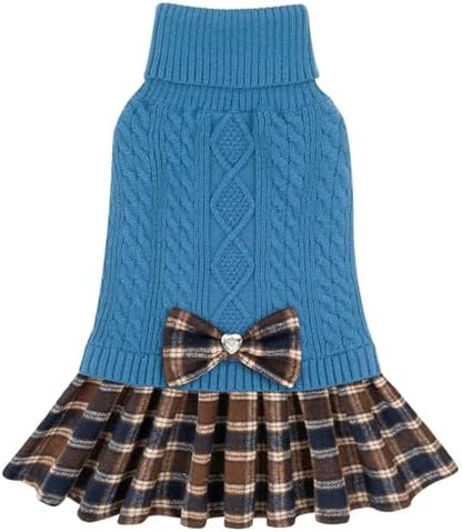 KYEESE Dog Sweater Dress for Small Dogs Turtleneck Thick Knit Pullover