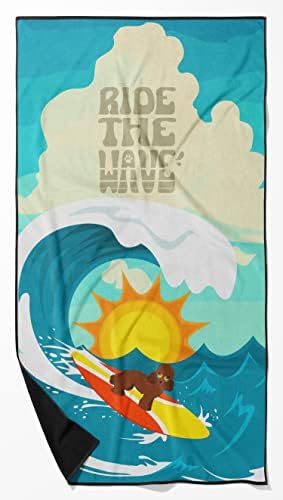 Caroline's Treasures MLM1280TWL3060 Surfer Dog Red Toy Poodle Premium Beach Towel Oversized Towel Beach Blanket, Pool, Beach Essentials, Yoga, Premium Bath Towel, Quick Dry Plush