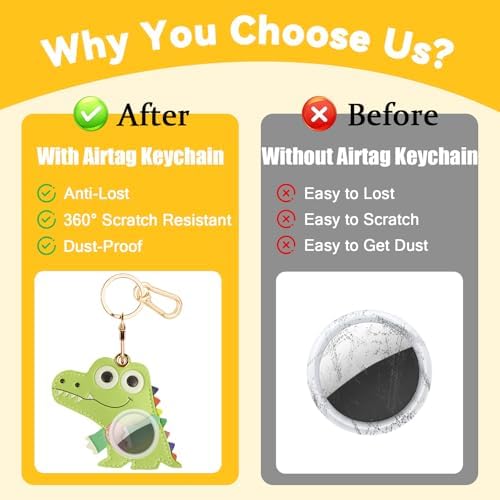 Leather Keychain Holder Case for AirTag, Cute Protective Cover for Apple Airtag KeyChain, GPS Tracker Item Finder