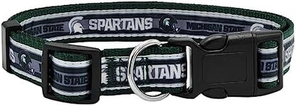 Pets First Collegiate PET Collar New Version Michigan State Spartans Dog Collar, Size Small. Best Sports Team Color for Dogs & Cats. A Shiny & Colorful Dog & Cat Collar Licensed by The NCAA