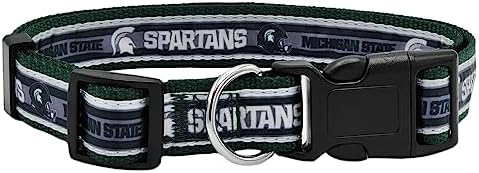 Pets First Collegiate PET Collar New Version Michigan State Spartans Dog Collar, Size Small. Best Sports Team Color for Dogs & Cats. A Shiny & Colorful Dog & Cat Collar Licensed by The NCAA