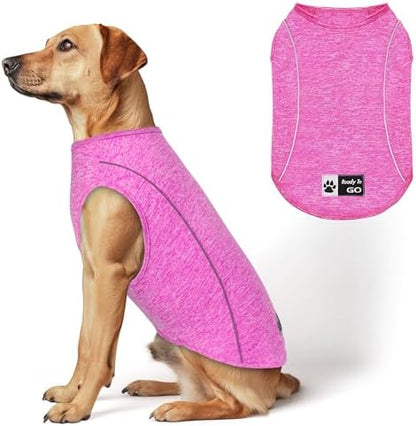 KYEESE Reflective Dog Shirt, Lightweight Sun Protection Dog T Shirts for Large Dogs Girl, Breathable Sleeveless Pet Tank Top Summer Dogs Clothes for Night Walking Outdoor, Rose Red, 3XL