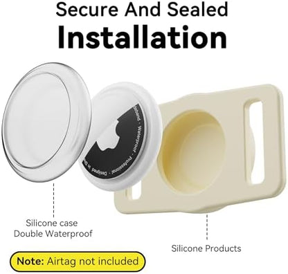 GOCII for Airtag Dog Collar Holder 2 Pack,Waterproof Dog Collar Holder for Apple AirTag(Gen 1 & 2),Silicone Air Tags Case for Dog Collars(Beige & Gray)