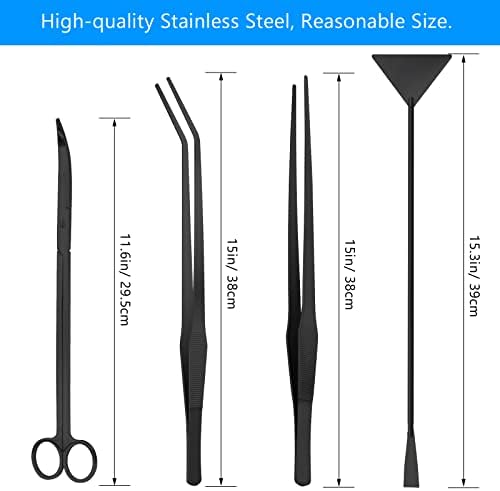 15" Aquarium Aquascape Tools Kit 4P Stainless Steel Aquascaping Set