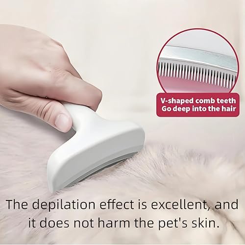 White Large Deshedding Dog Brush - V-Shape Curved Pet Comb with Dense Teeth, Effective Grooming for Shedding Control,Wonderful Gift for Big Breed Owners