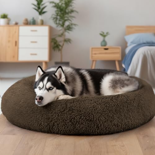 Extra Large Dog Beds, 36in Human Dog Anxiety Relief Comfort Bed (Coffee)