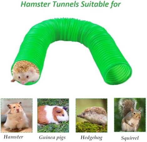 Plastic Hamster Cage Tunnels with Chew Toy,Collapsible Pet Tunnel，Small Animal Tubes,Collapsible Plastic Tunnel,15 Pcs Small Animal Chew Toys for Guinea Pigs, Chinchillas, Rats, Gerbils （Green）
