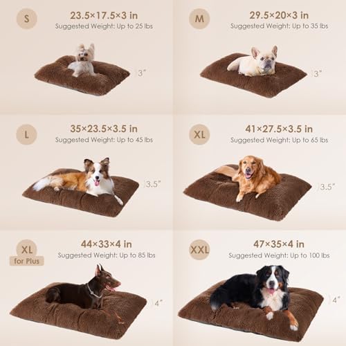 EHEYCIGA Fluffy Dog Crate Bed for Small Dogs, Plush Crate Pad, Coffee