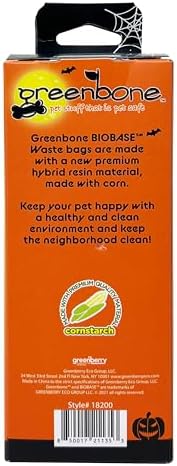 Biobase Pet Products Leak Proof Dog Poop Bag Rolls, Odor Blocking Orange Halloween Theme 10 Rolls 120 Refill Bulk Pack