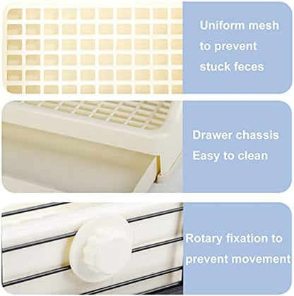 kathson Rabbit Litter Box Trainer Small Animal Potty Corner Toilet with Drawer Pet Cage Pan Litter Bedding Box for Adult Guinea Pig Hamster Bunny Ferret Galesaur Mouse Squirrel (White)