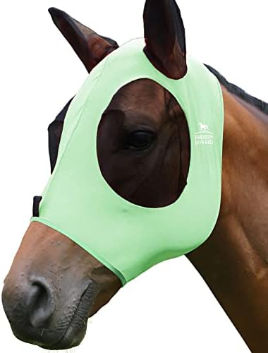Harrison Howard Super Comfort Stretchy Fly Mask Large Eye Space with UV Protection Soft on Skin with Breathability Cool Mint M Cob