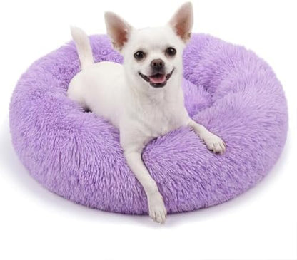 nononfish Plush Calming Dog Bed for Small Dogs,Donut Round Pet Bed