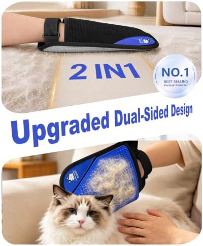 Pet Hair Remover for Furniture, 2-in-1 Pet Hair Removal Glove for Cats Dogs