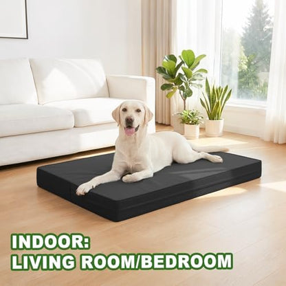 XXXL Dog Bed Waterproof Washable Wipeable Leather Large Crate d 54" Black