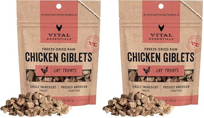 Vital Essentials Freeze Dried Raw Cat Treats | Chicken Giblets | 1 oz | Pack of 2
