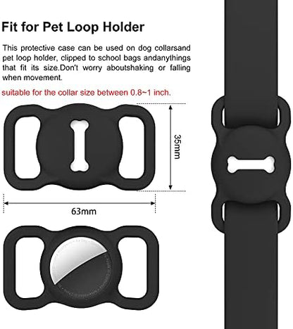 for Airtag Dog Collar Holder (1st & 2nd Generation) Air Tag Protective Cat Airtag Dog Collar, Silicone AirTags GPS Tracking Accessories, Air Tags with Bone Pattern (1 Pack(Black))