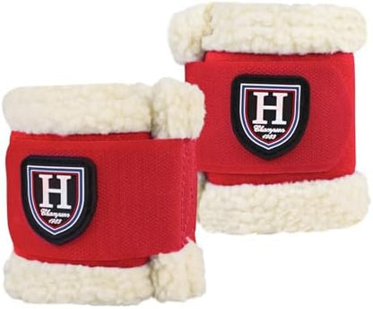 Harrison Howard Essential Premium Horse Pastern Wraps with Berber Fleece Lining Sold in Pairs Red