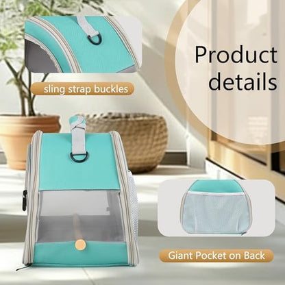 Bird Carrier, Portable Small Bird Parrot Parakeet Carrier with Standing Perch and Stainless Steel Tray, Side Access Window Collapsible (Green, Horizontal Perch)