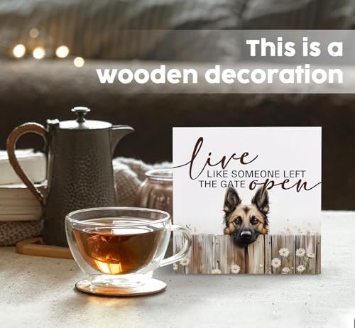 Belgian Malinois Signs - Farm Cottagecore Animal Office Kitchen Bedroom Decor,Rustic Farmhouse Live like Someone Left the Gate Open Home Decor Signs,Belgian Malinois Gifts for Women,6x6