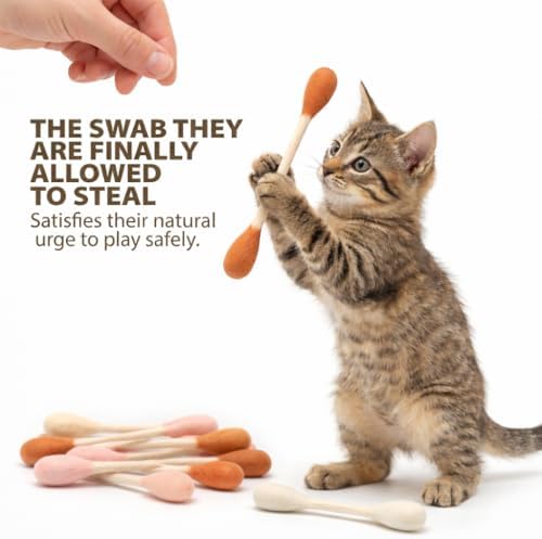 Glaciart One Swabs Cat Toys with Catnip - 6 Pk | Durable for Chew, Cute Cat Toys Interactive Kitty for Boredom, Exercise, & Play | Filled w/Organic Catnip for Anxiety & as Digestive Aid | Gift Idea