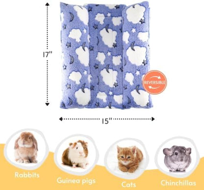 Rabbit Bed with Pillows, Dual-Sided 17"x15" Washable Lounger Pad