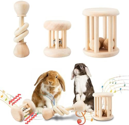 AOWPFVV Wooden Bunny Toys,Safe Rabbit Toys for Guinea Pigs,Small Animals