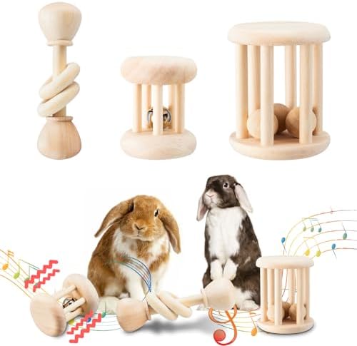 AOWPFVV Wooden Bunny Toys,Safe Rabbit Toys for Guinea Pigs,Small Animals