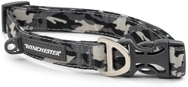 Winchester Printed Designer Dog Collar, Camo, Black, XL