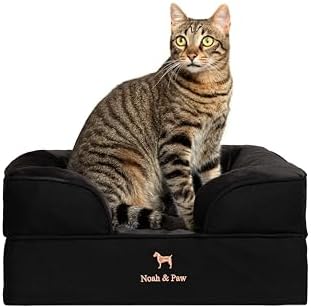NOAH & PAW Small Dog Bed, 20x15x8 Inch, Cat Bed for Indoor Cats, Orthopedic Eggshell Memory Foam Infused with Cooling Gel, Water Resistant Inner Cover Machine Washable (Denim Collection)