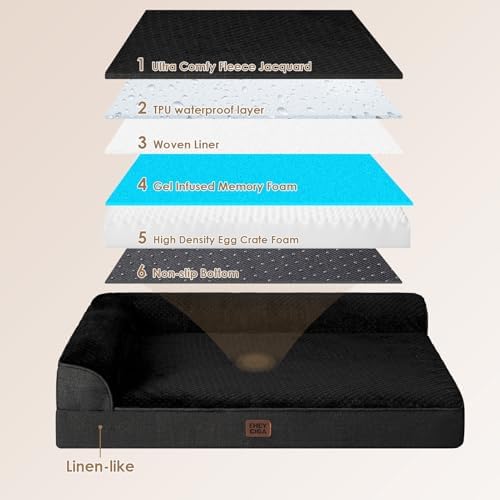 EHEYCIGA XL Dog Bed Memory Foam for Crate, Extra Large Dog Bed Orthopedic with Washable Removable Cover, Waterproof Pet Sofa Couch XLarge Size Dogs, 41x27x6.5, Black